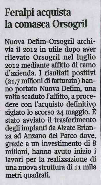 Feralpi acquista la comasca Orsogril